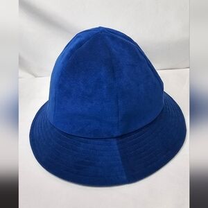 ​Vintage Blue Faux Suede Bucket Hat ACTWU Union Made in USA 6.5" Opening